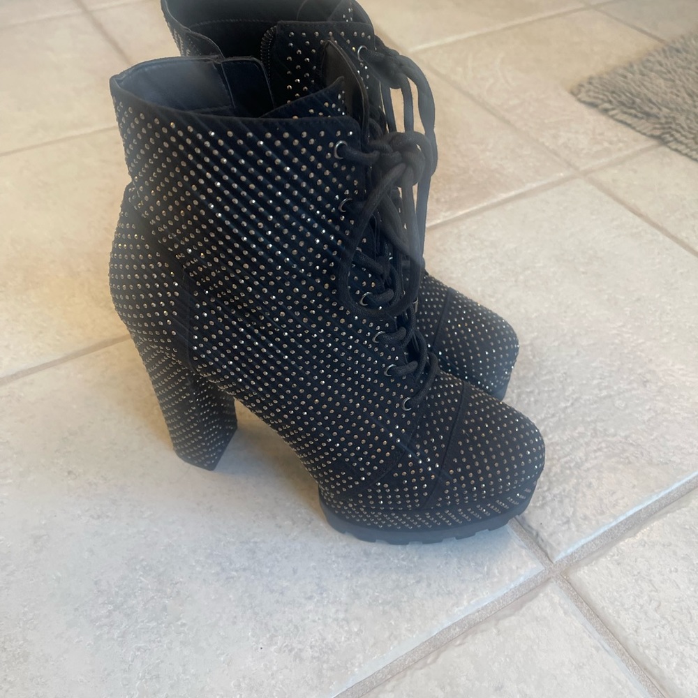 Sequined black booties.  Jessica Simpson size 10.  Almost new.